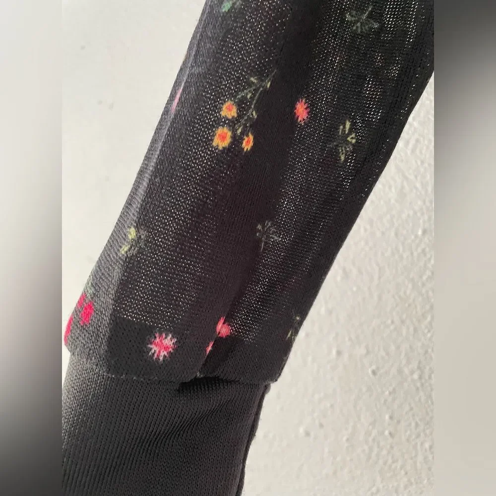 LuLaRoe Black Floral Print Cheryl Cardigan size: XS
